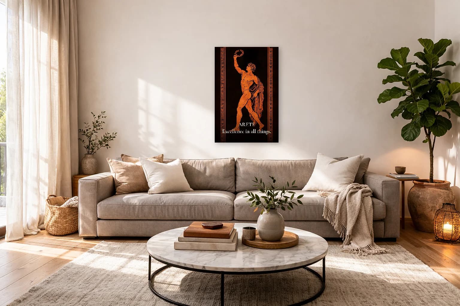 Arété - Excellence & Vertu Impression de Philosophie Grecque - Art Mural Stoïcien - Room Scene 7