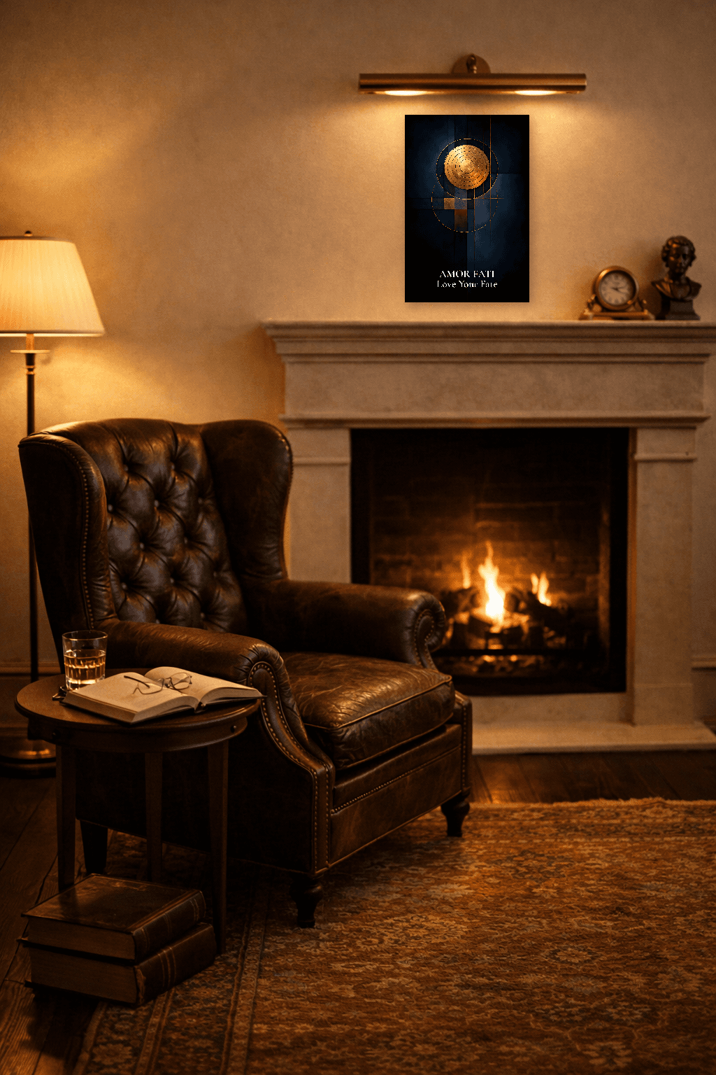 Εκτύπωση Φιλοσοφίας Μινιμαλιστική Χρυσό Ναυτικό Amor Fati - Στωική Τέχνη Τοίχου - 4