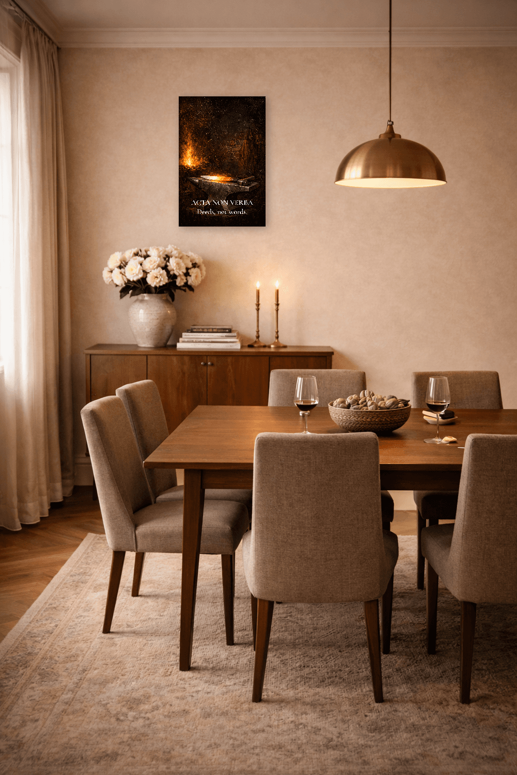 Acta Non Verba - Umenie filozofie činov, nie slov - Stoická nástenná dekorácia - Room Scene 4