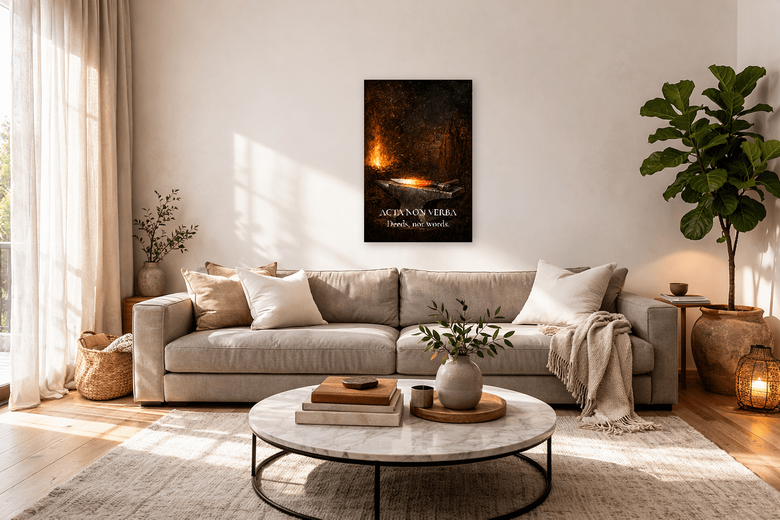 Acta Non Verba - Umenie filozofie činov, nie slov - Stoická nástenná dekorácia - Room Scene 7