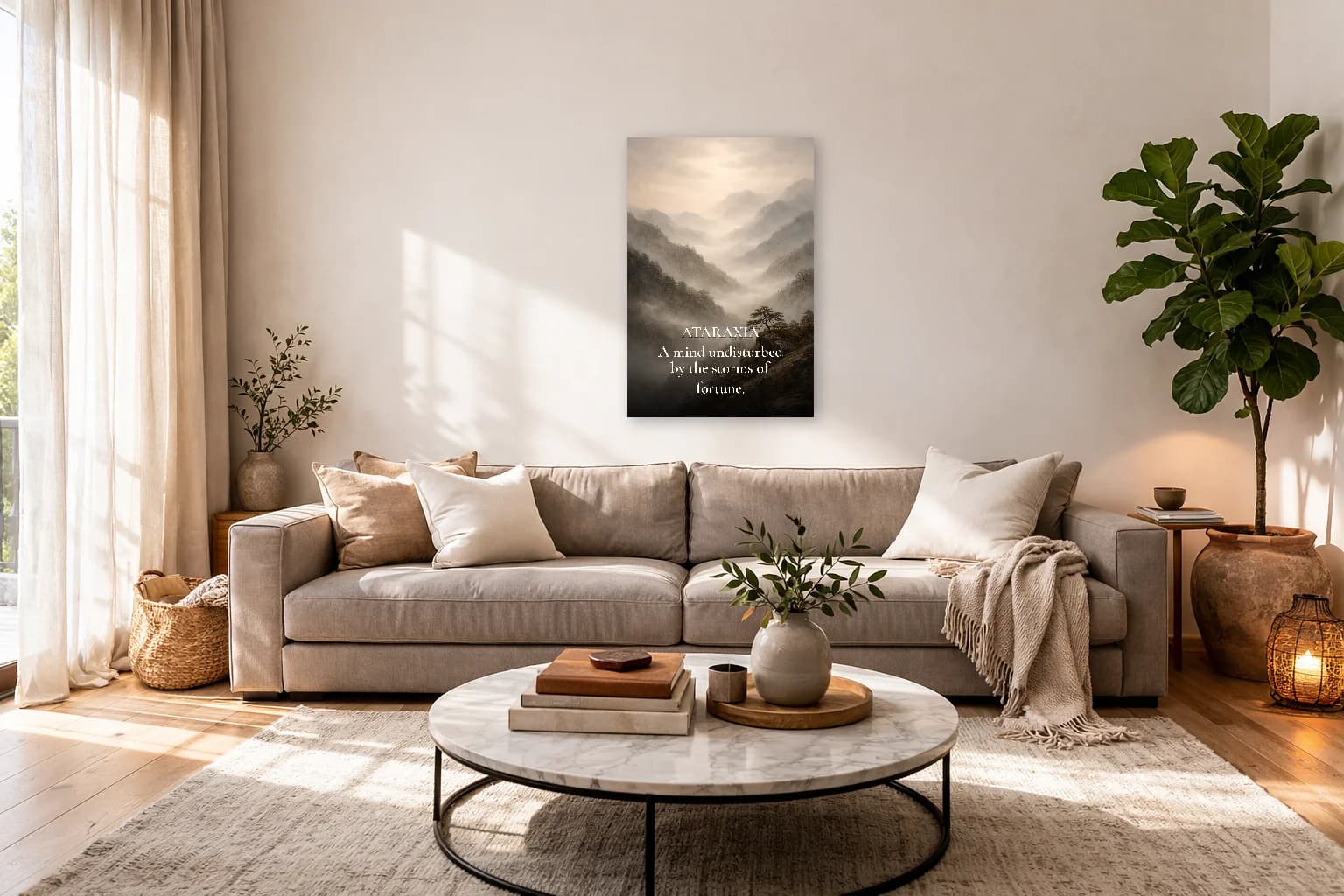 Ataraxie - Art mural de la philosophie de la tranquillité stoïque - Art mural stoïque - Room Scene 7