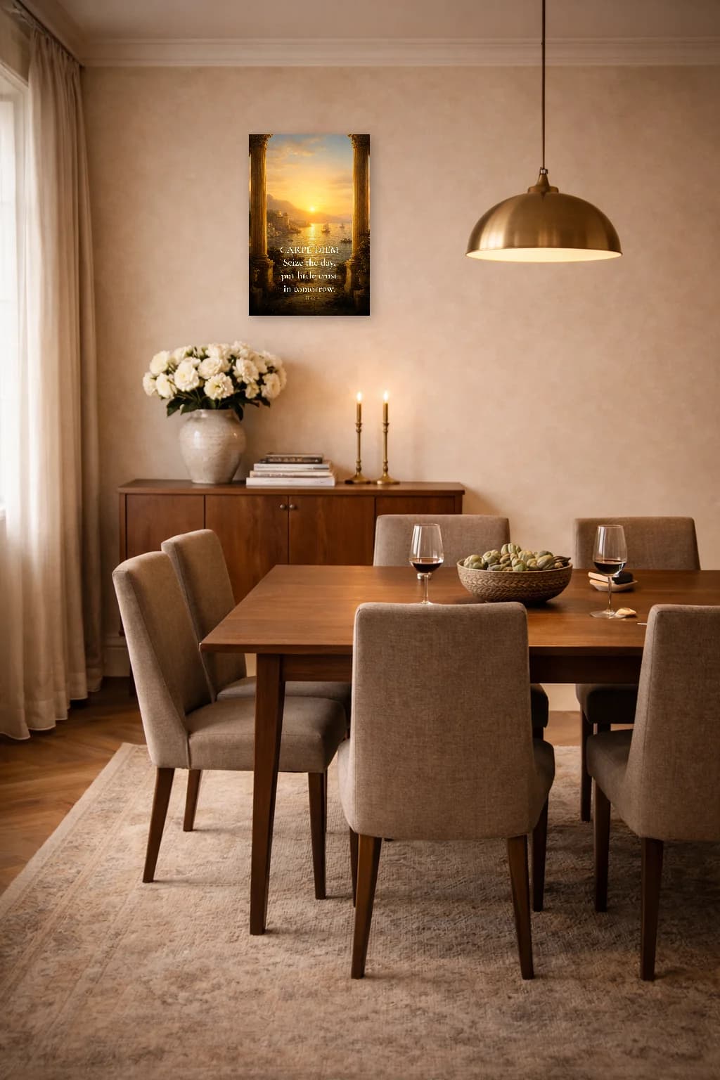 Carpe Diem - Saisir le Jour Art mural philosophique - Art mural stoïcien - Room Scene 4