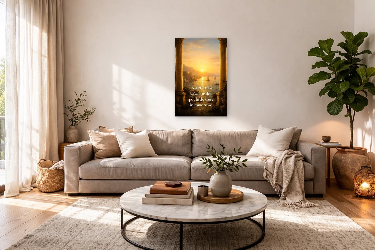 Carpe Diem - Saisir le Jour Art mural philosophique - Art mural stoïcien - Room Scene 7