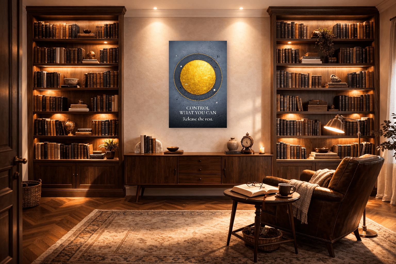 Контролирайте това, което можете - Изкуство на стоическото кръгче на контрол - Стоическо стенопис - Room Scene 3