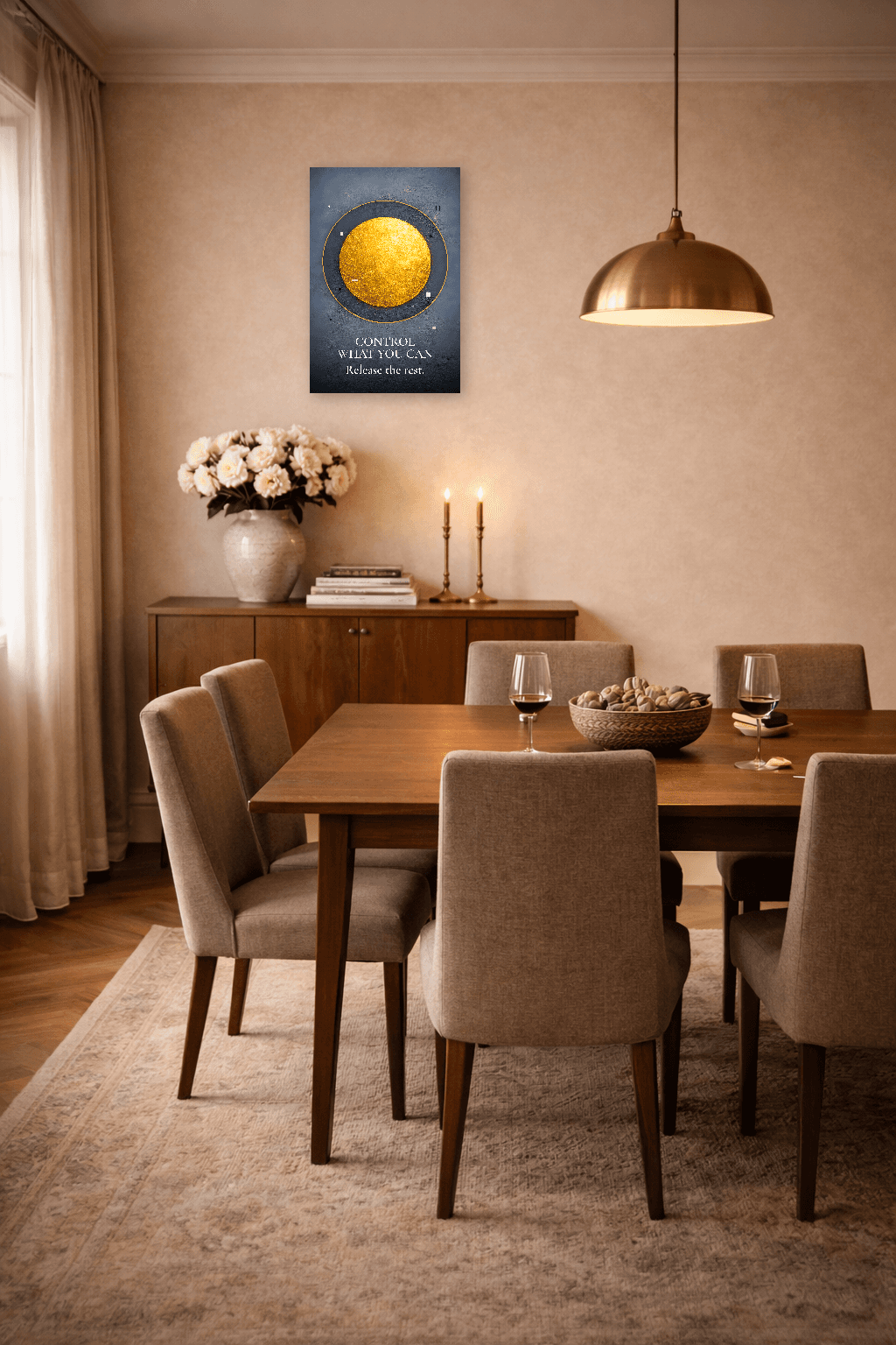 Контролирайте това, което можете - Изкуство на стоическото кръгче на контрол - Стоическо стенопис - Room Scene 4