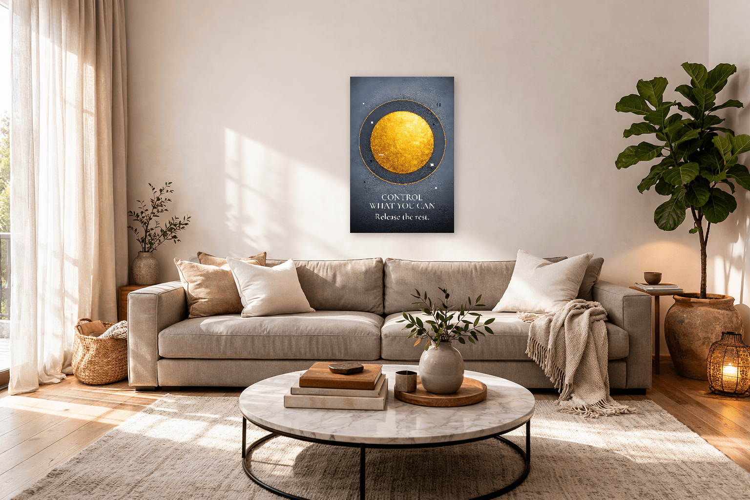 Контролирайте това, което можете - Изкуство на стоическото кръгче на контрол - Стоическо стенопис - Room Scene 7