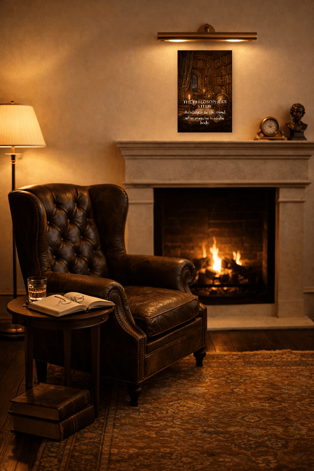Štúdia filozofa - Wall Art v temnej akadémii - Stoické Wall Art - Room Scene 2