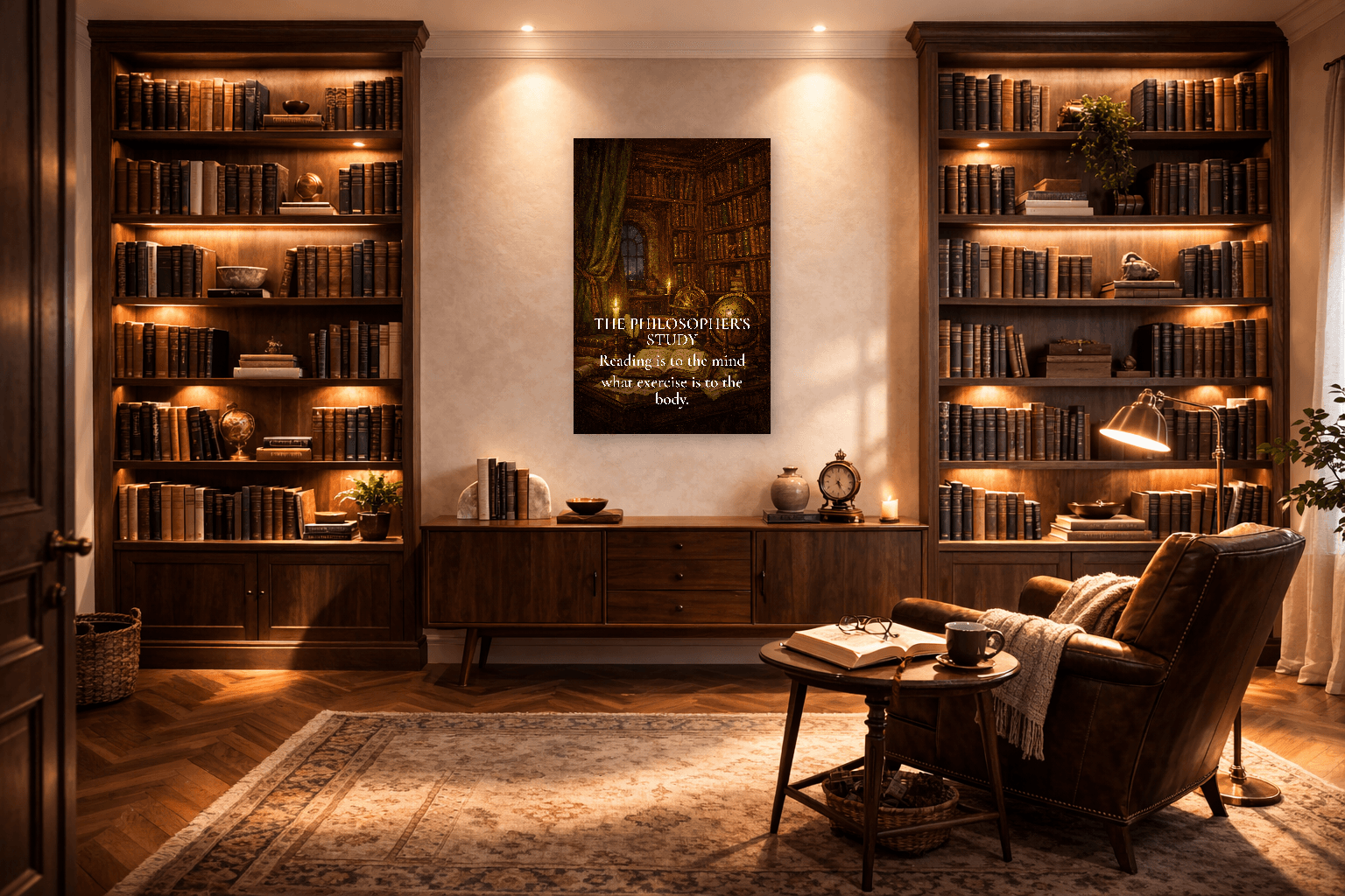 Štúdia filozofa - Wall Art v temnej akadémii - Stoické Wall Art - Room Scene 3