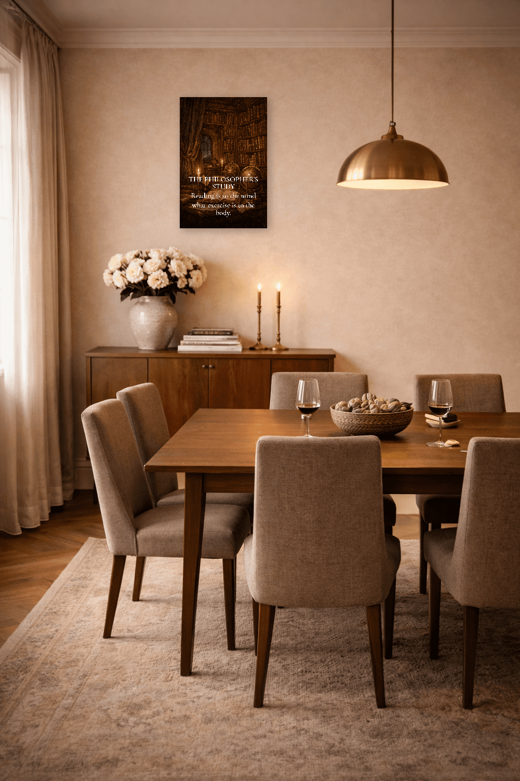 Štúdia filozofa - Wall Art v temnej akadémii - Stoické Wall Art - Room Scene 4