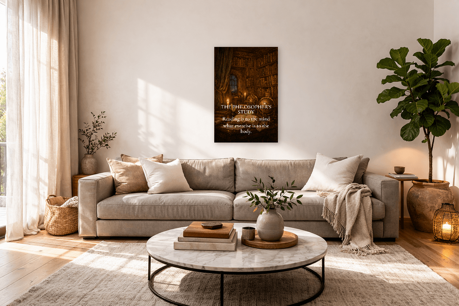 Štúdia filozofa - Wall Art v temnej akadémii - Stoické Wall Art - Room Scene 7