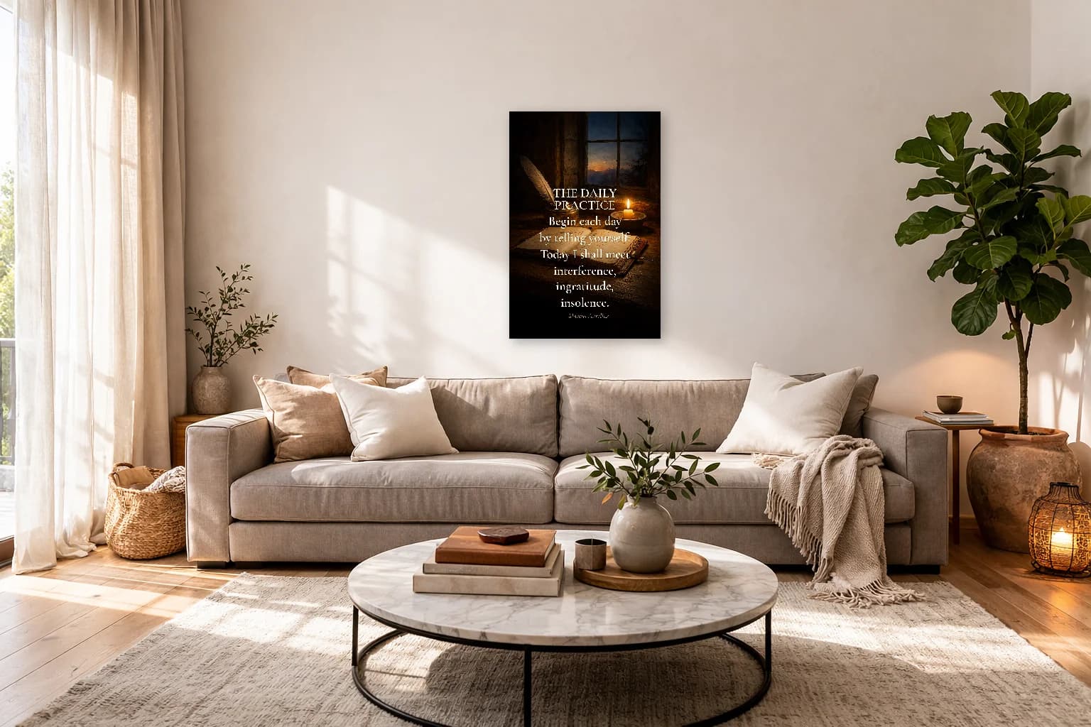 La Pratique Stoïcienne Quotidienne - Art Mural de Méditation Matinale - Art Mural Stoïque - Room Scene 7