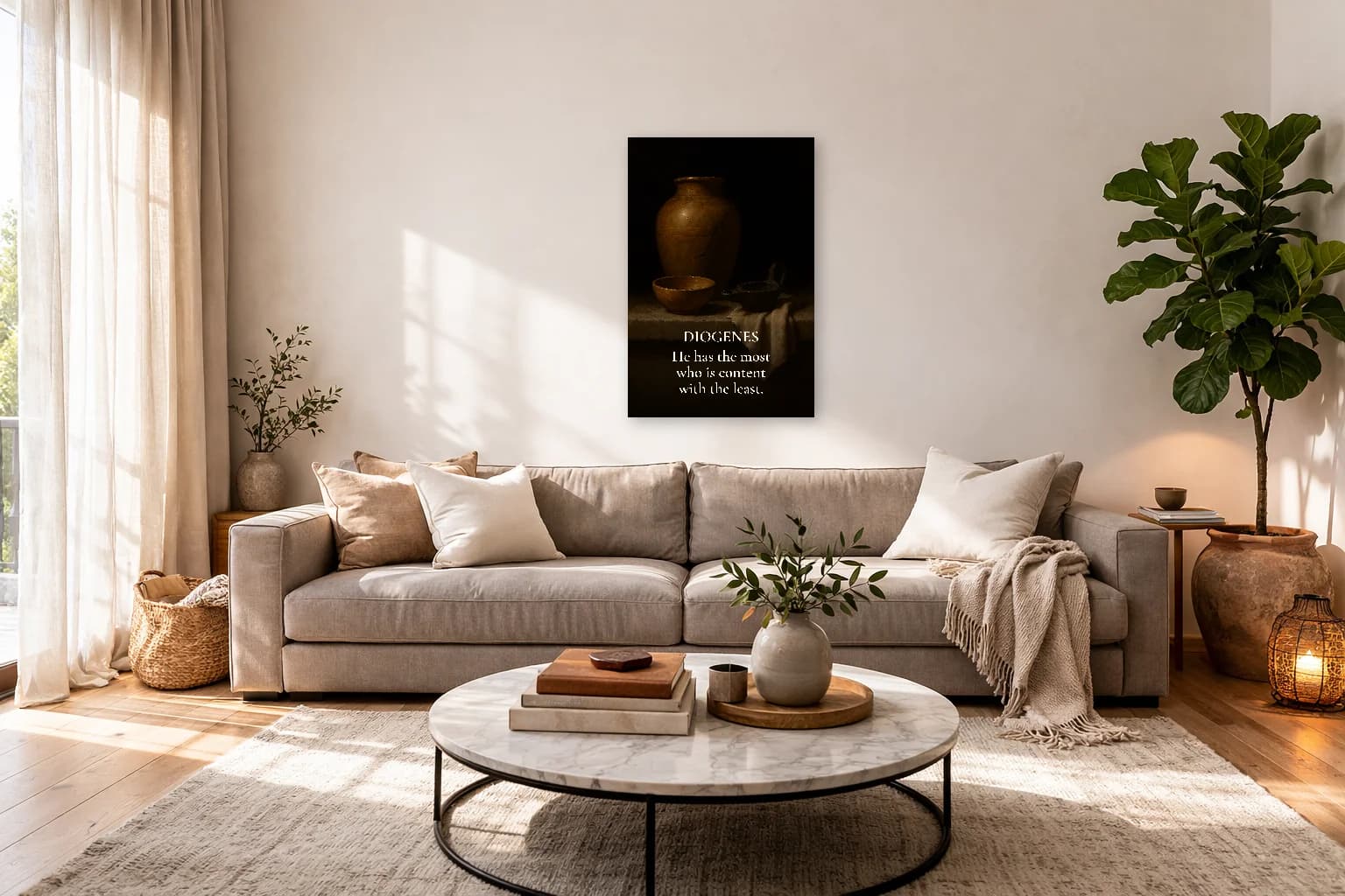 Diogène le Cynique - Impression de la Philosophie de la Simplicité Radicale - Art Mural Stoïcien - Room Scene 7