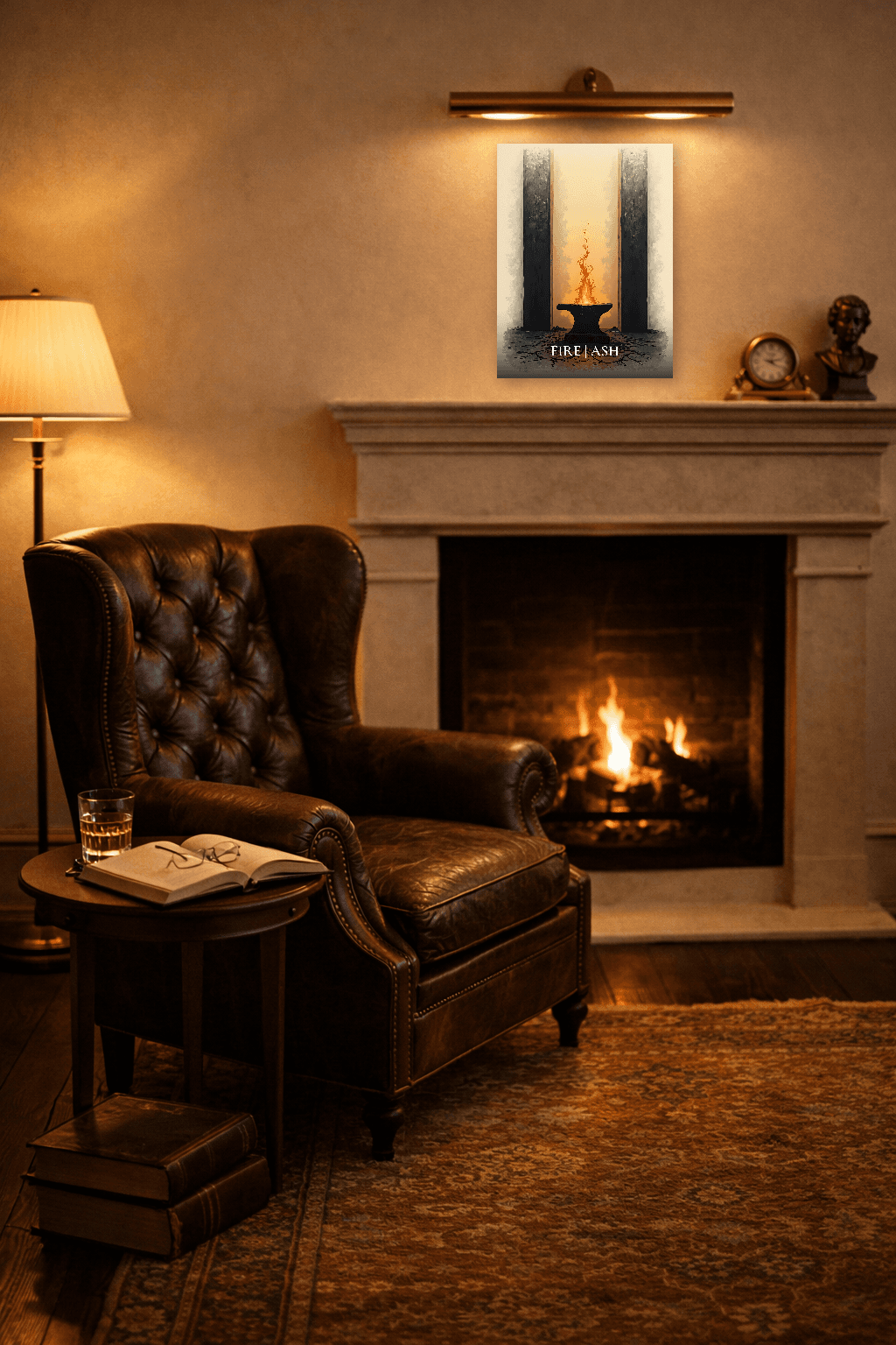 Stoic Fire & Ash – The Forge of Resilience - Stoic Wall Art - Room Scene 2