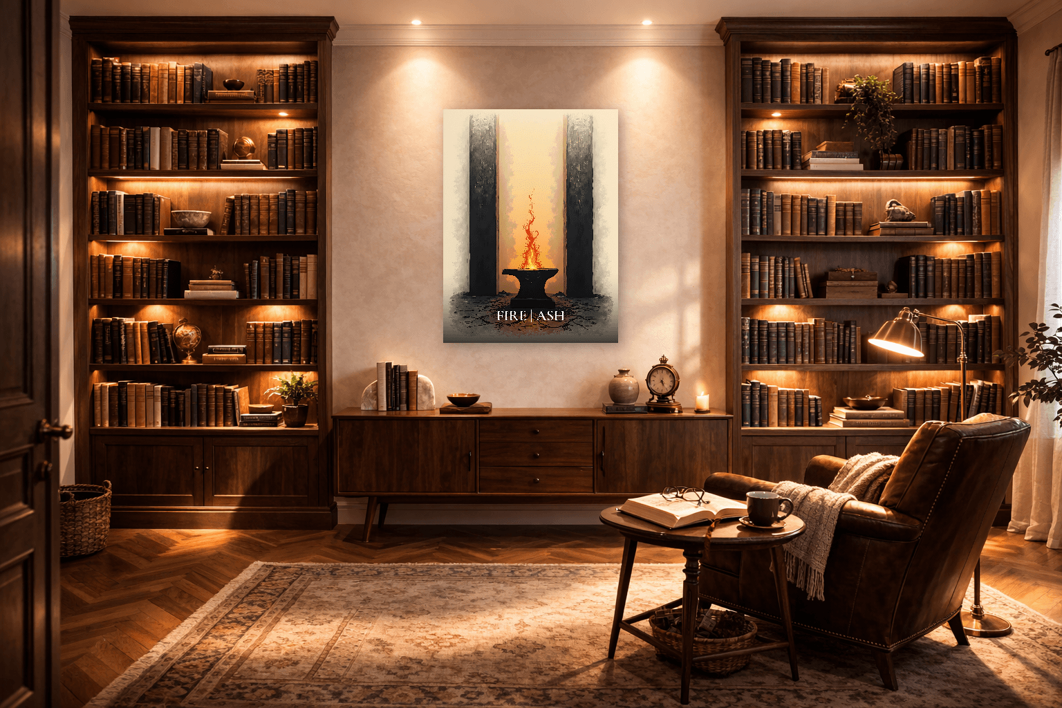 Stoic Fire & Ash – The Forge of Resilience - Stoic Wall Art - Room Scene 3