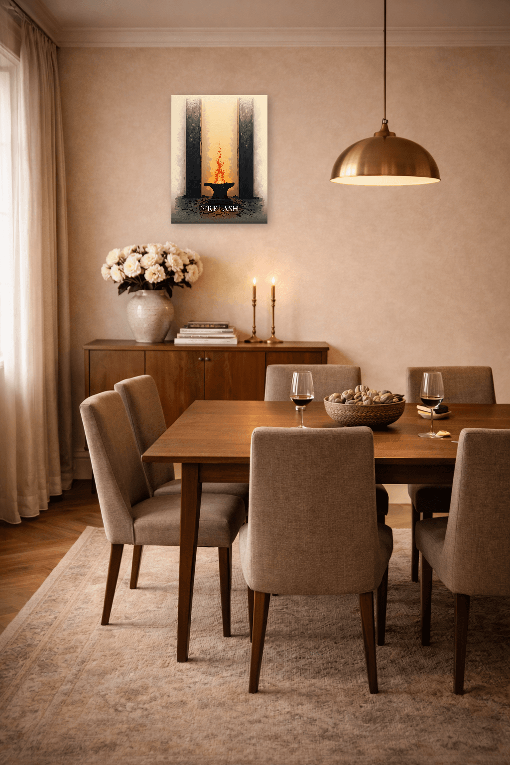 Stoic Fire & Ash – The Forge of Resilience - Stoic Wall Art - Room Scene 4