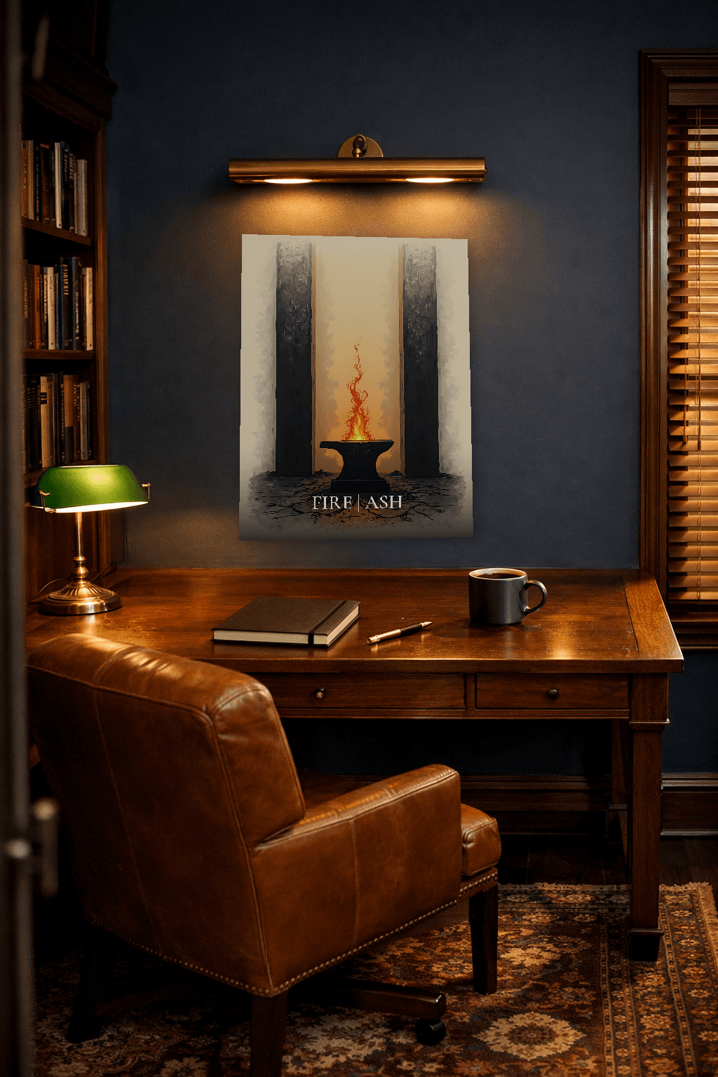Stoic Fire & Ash – The Forge of Resilience - Stoic Wall Art - Room Scene 5
