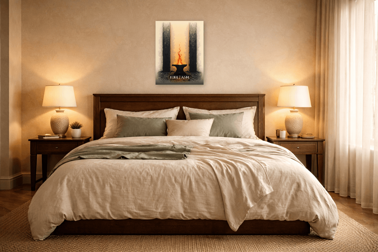 Stoic Fire & Ash – The Forge of Resilience - Stoic Wall Art - Room Scene 6