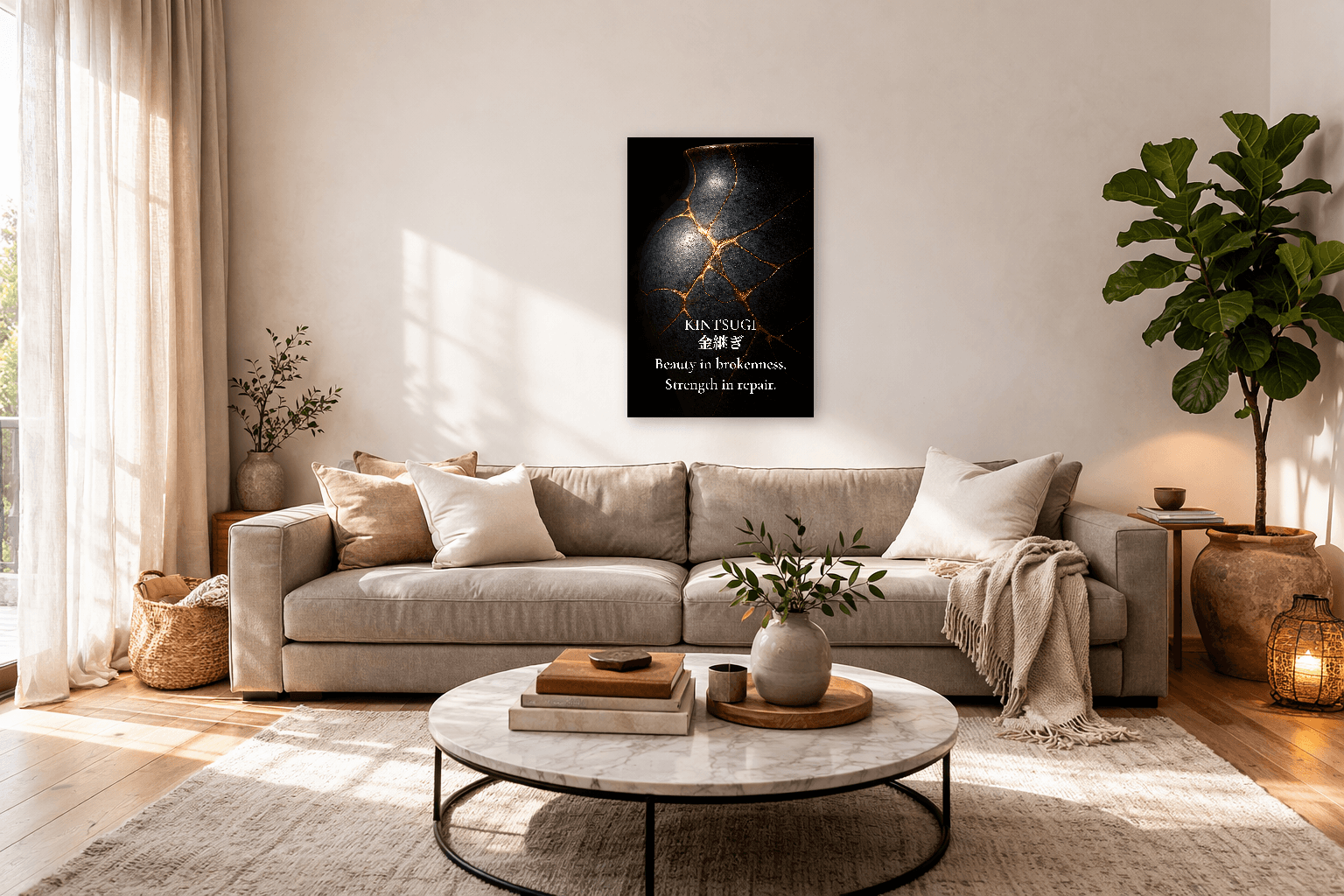 Kintsugi - Frumusețea în Imperfecțiune - Artă Filosofică de Perete - Artă Stoică de Perete - 3