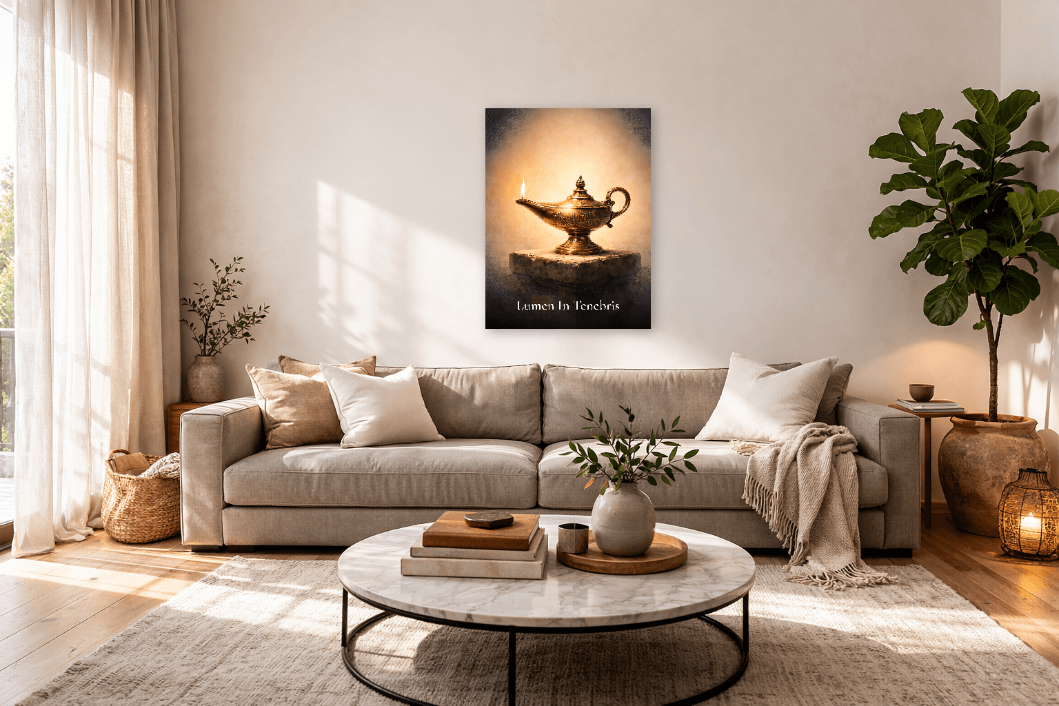 The Stoic Lamp - Light Through Adversity - Stoic Wall Art - Room Scene 7