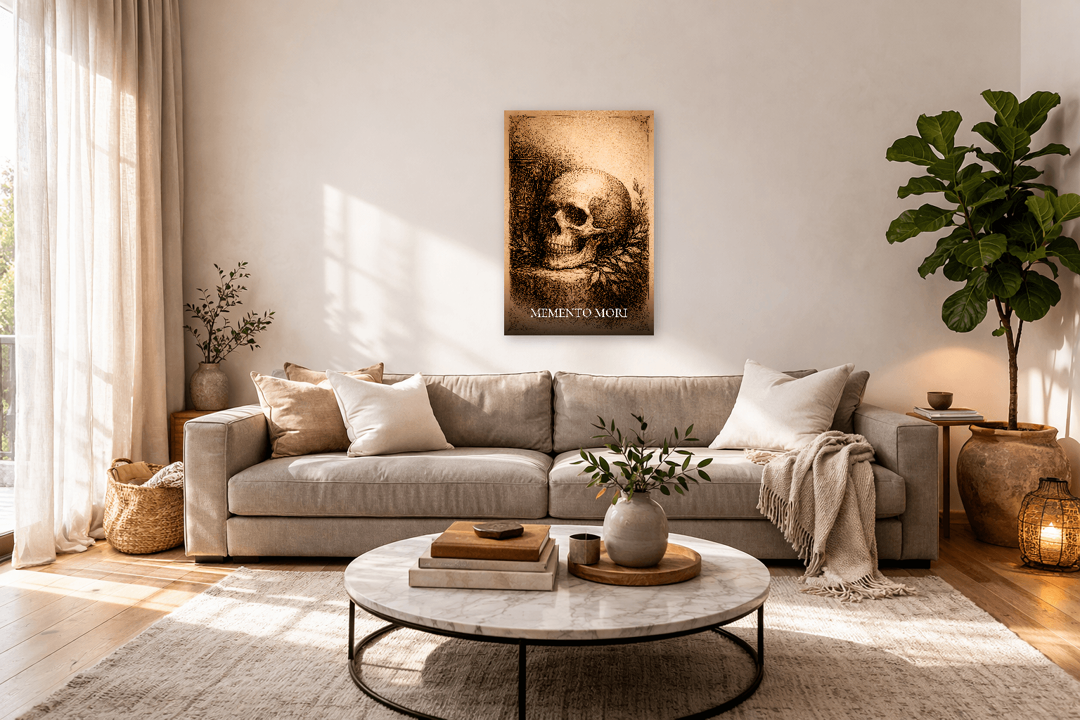 Teschio Memento Mori - Arte Filosofica Stoica - Arte da Parete Stoica - 3