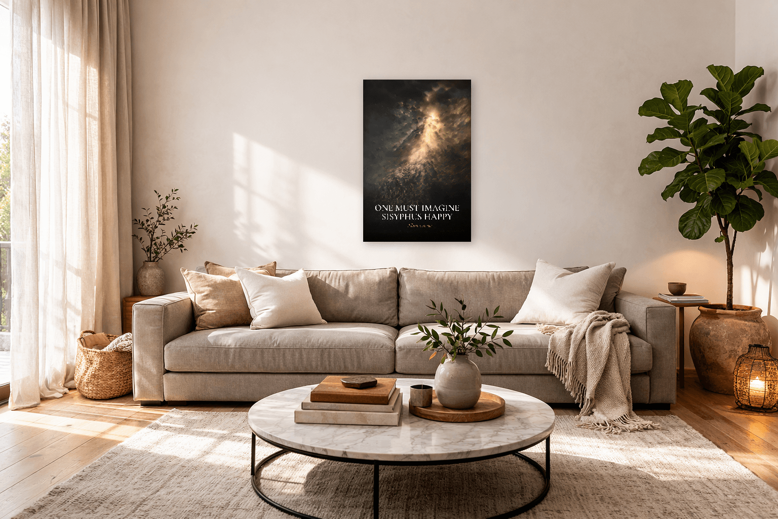 Trebuie să ne imaginăm pe Sisif fericit - Artă Filosofică Camus - Artă de Perete Stoică - 3