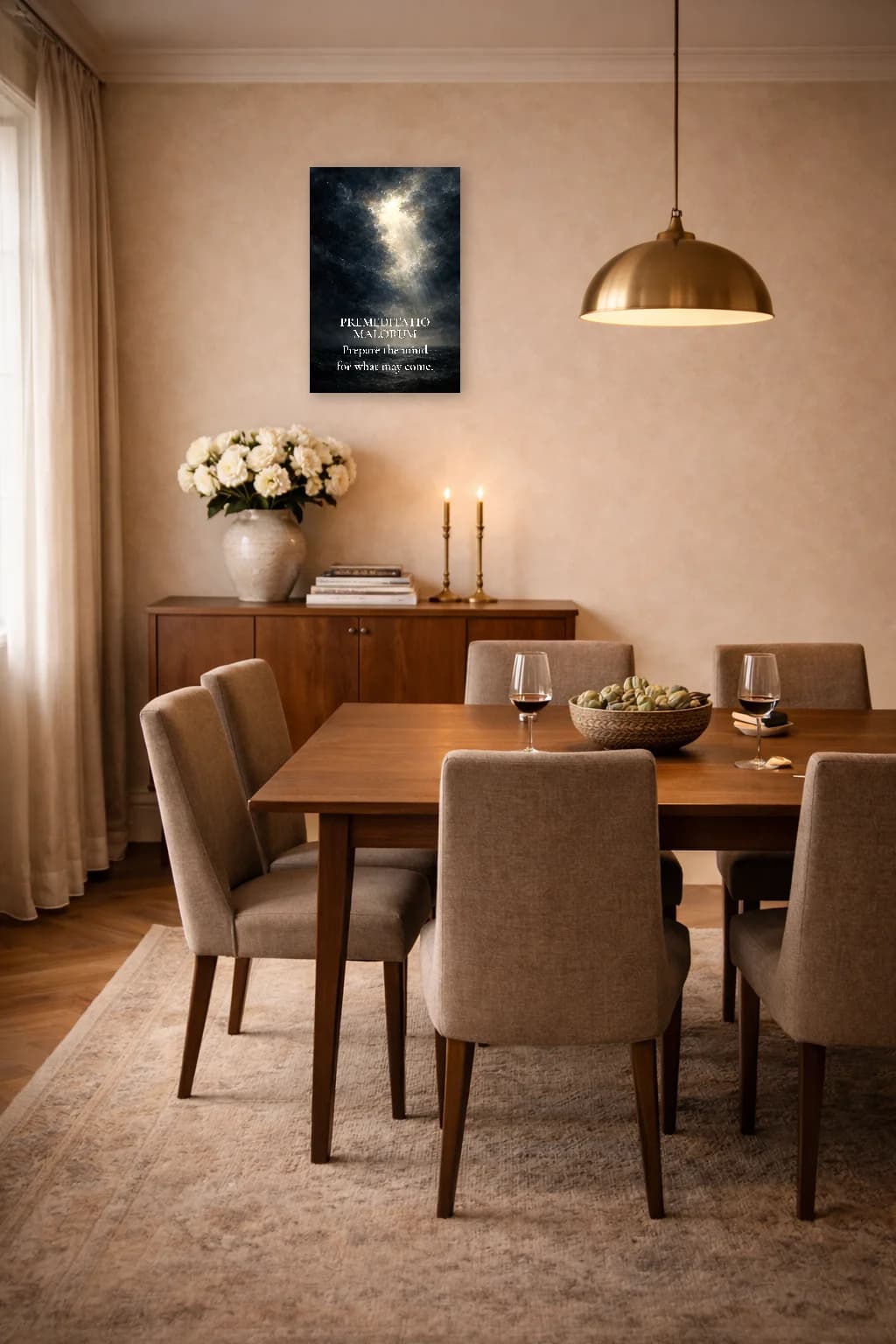 Premeditatio Malorum - Art de Contemplation Stoïque - Art Mural Stoïque - Room Scene 4