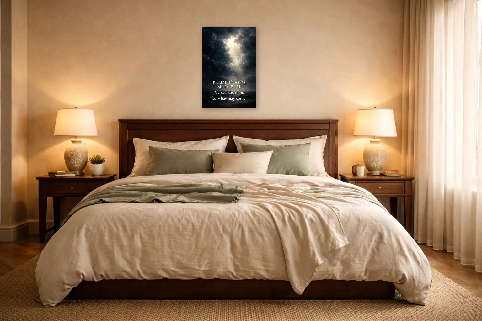 Premeditatio Malorum - Art de Contemplation Stoïque - Art Mural Stoïque - Room Scene 6