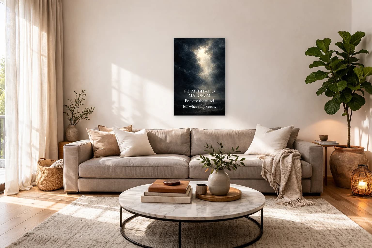 Premeditatio Malorum - Art de Contemplation Stoïque - Art Mural Stoïque - Room Scene 7