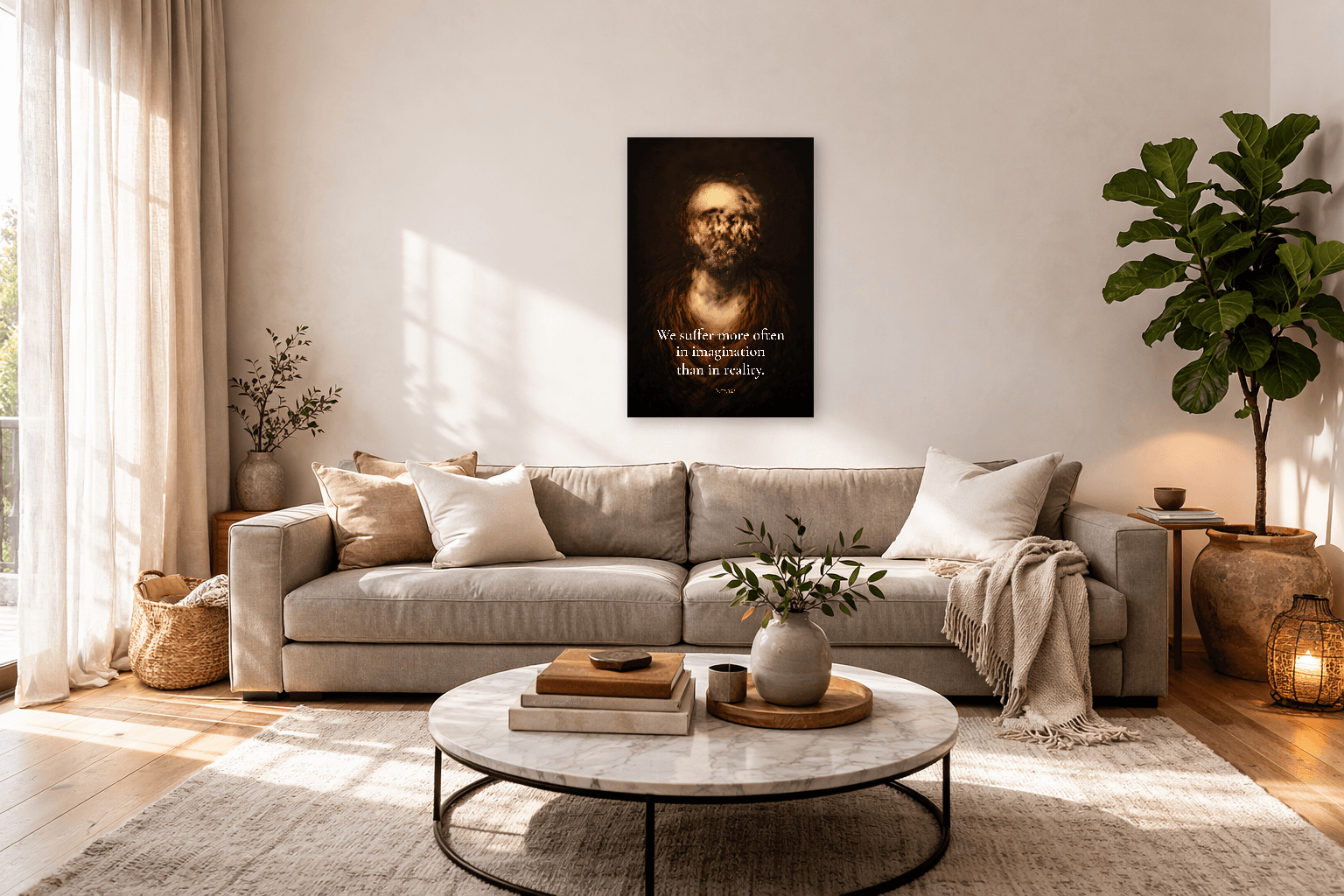 Seneca - Suferim Mai Mult În Imaginație - Print Filosofie Stoică - Artă de Perete Stoică - 3