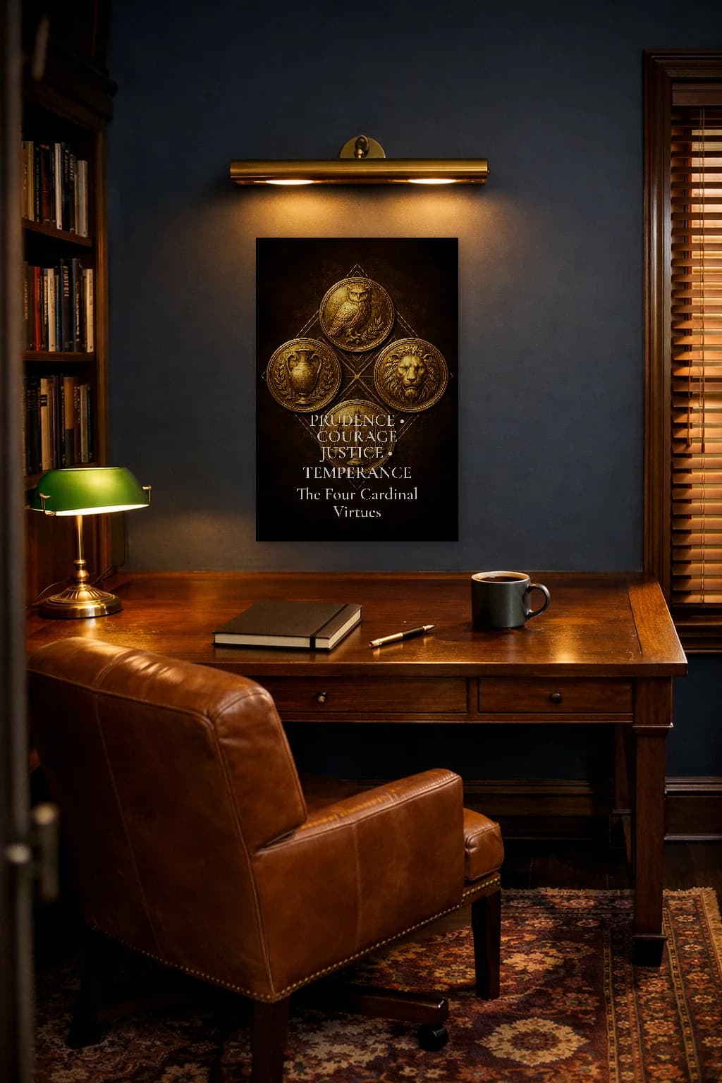 Les Quatre Vertus Cardinales - Art de la Philosophie Stoïcienne - Art Mural Stoïcien - Room Scene 5