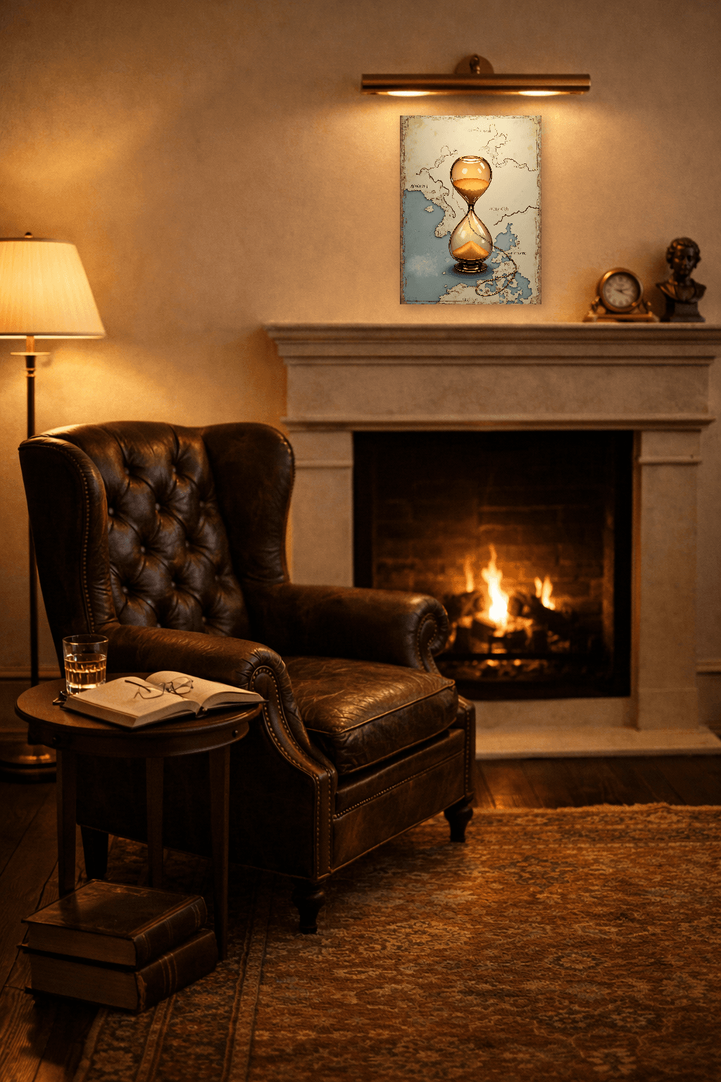 Stoic Hourglass - Impermanence & Mindful Time Art - Stoic Wall Art - Room Scene 2