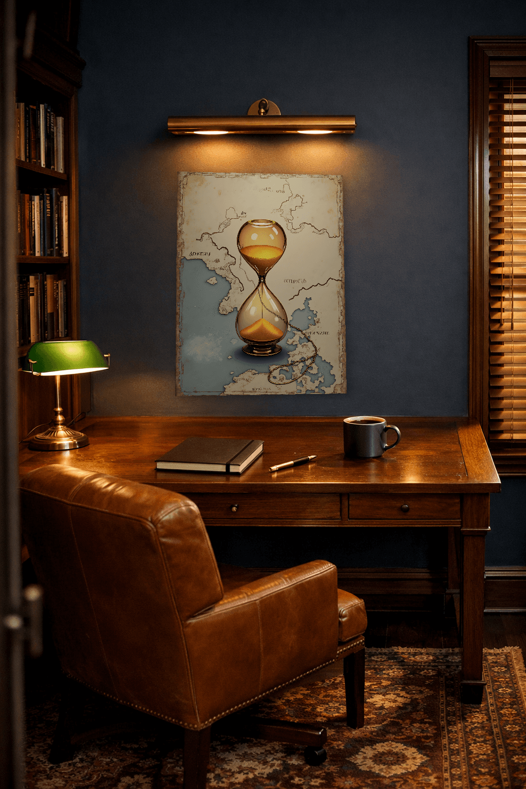 Stoic Hourglass - Impermanence & Mindful Time Art - Stoic Wall Art - Room Scene 9