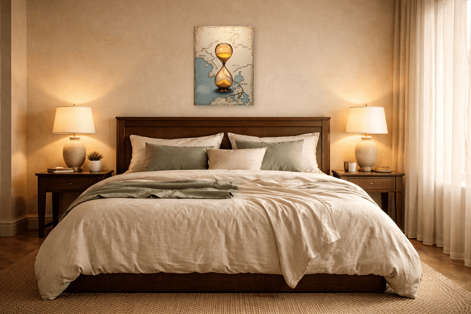 Stoic Hourglass - Impermanence & Mindful Time Art - Stoic Wall Art - Room Scene 10