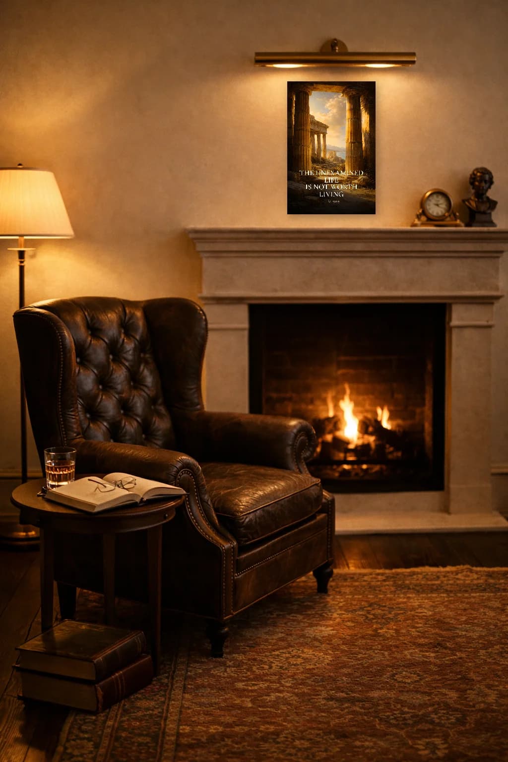 La vie non examinée - Impression de philosophie de Socrate - Art mural stoïcien - Room Scene 2