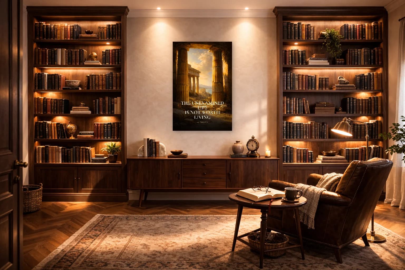 La vie non examinée - Impression de philosophie de Socrate - Art mural stoïcien - Room Scene 3