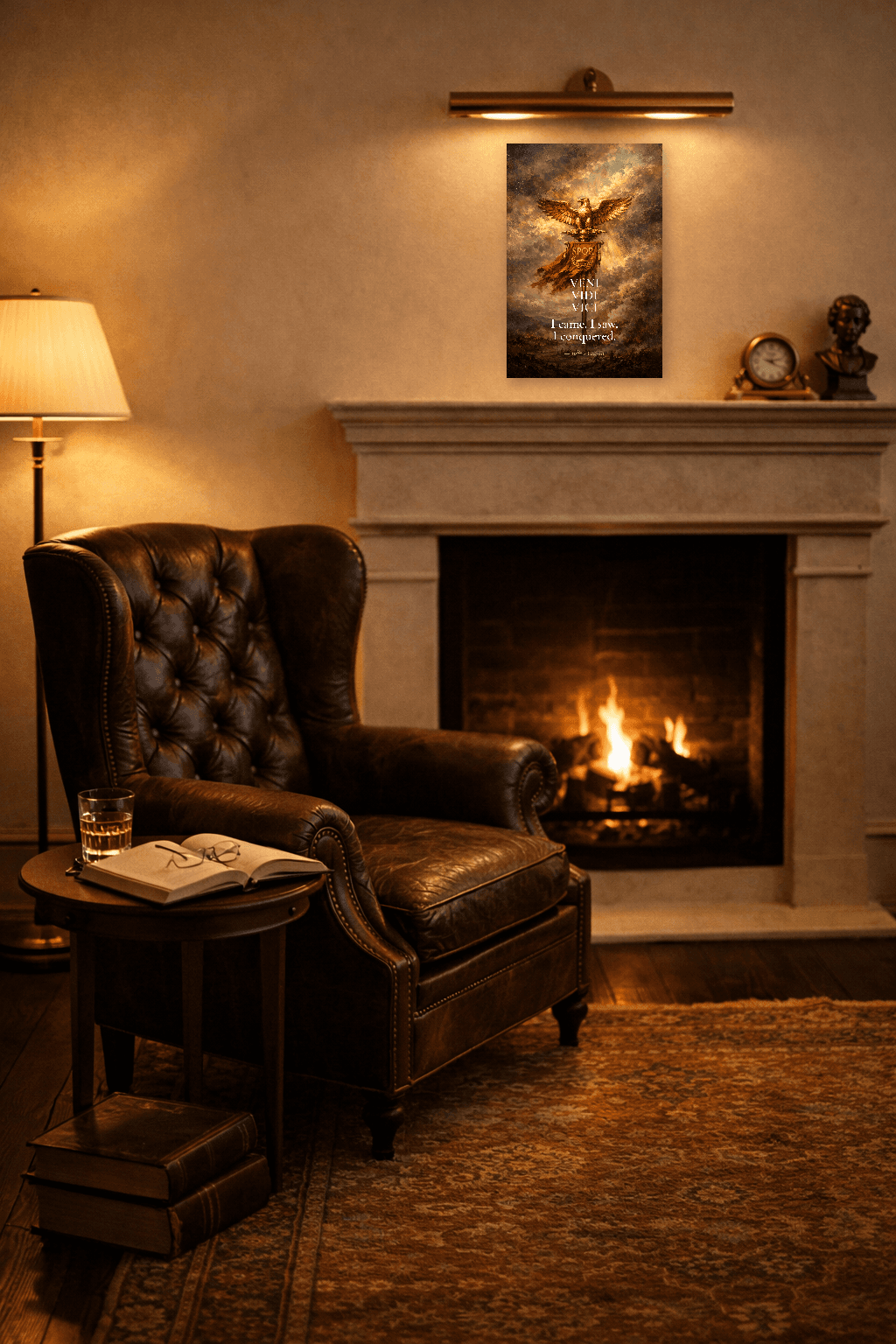 Veni Vidi Vici - Přišel jsem, viděl jsem, zvítězil jsem - Umělecký tisk - Stoická nástěnná umění - Room Scene 2