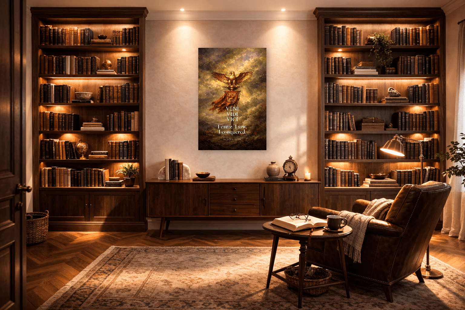 Veni Vidi Vici - Přišel jsem, viděl jsem, zvítězil jsem - Umělecký tisk - Stoická nástěnná umění - Room Scene 3