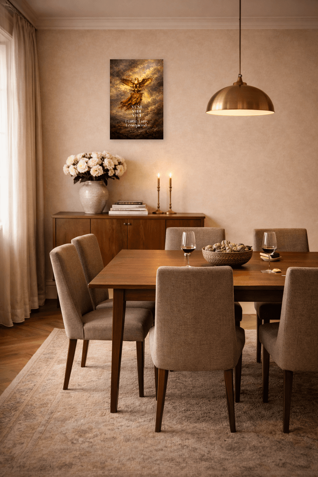 Veni Vidi Vici - Přišel jsem, viděl jsem, zvítězil jsem - Umělecký tisk - Stoická nástěnná umění - Room Scene 4