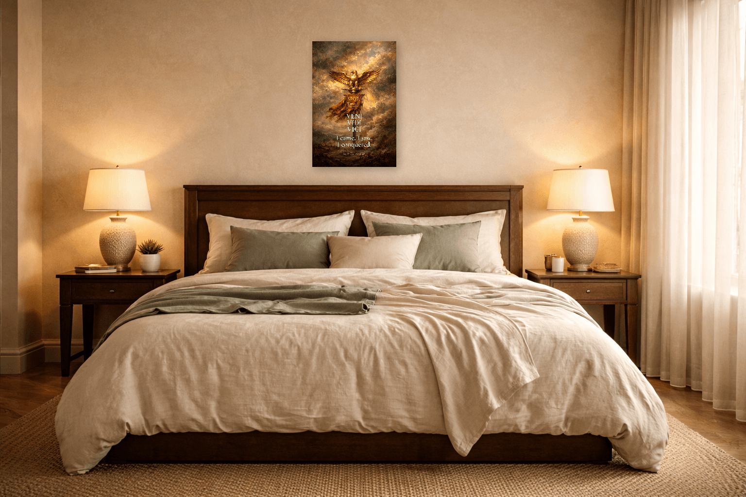 Veni Vidi Vici - Přišel jsem, viděl jsem, zvítězil jsem - Umělecký tisk - Stoická nástěnná umění - Room Scene 6