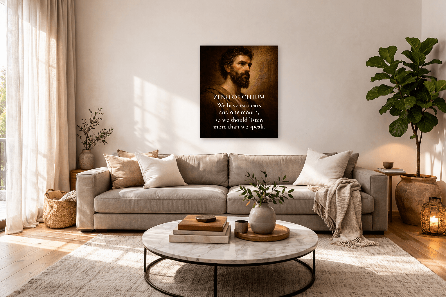 Zénón z Kitia - Zakladateľ stoicizmu Filozofická tlač - Stoická nástenná dekorácia - 3