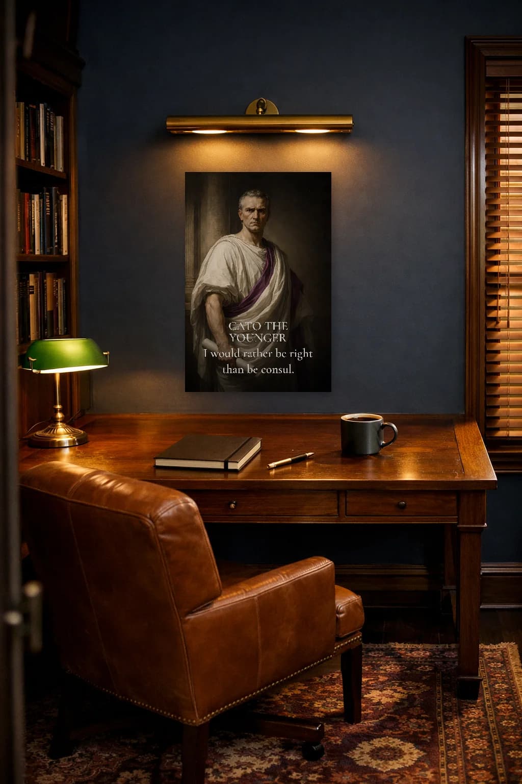 Cato the Younger - Defiance & Principle Stoic Art - Stoic Wall Art - Room Scene 5