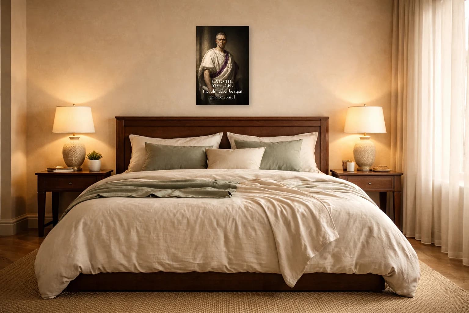 Cato the Younger - Defiance & Principle Stoic Art - Stoic Wall Art - Room Scene 6