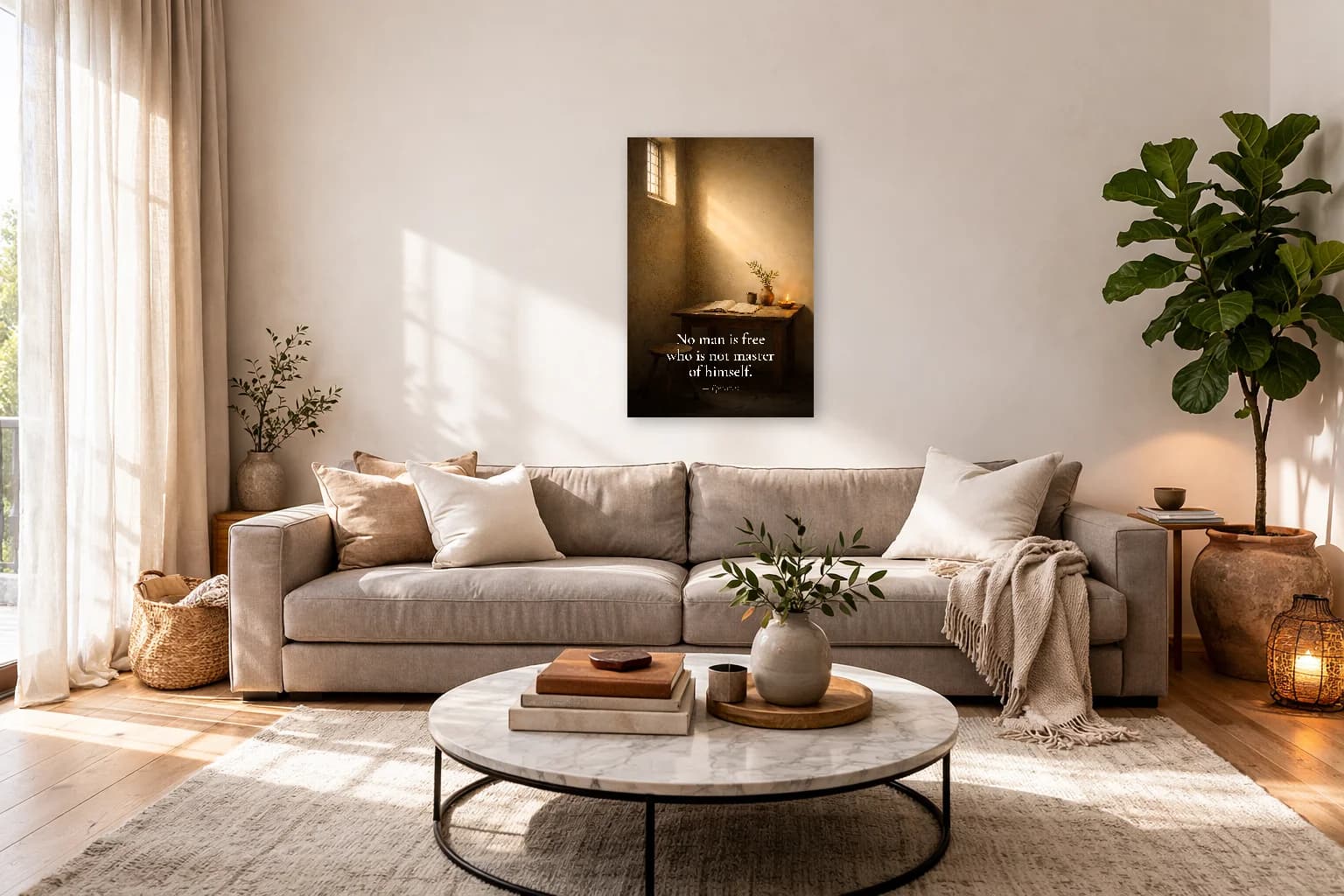 Epictetus - Freedom Through Acceptance Stoic Art - Stoic Wall Art - Room Scene 7