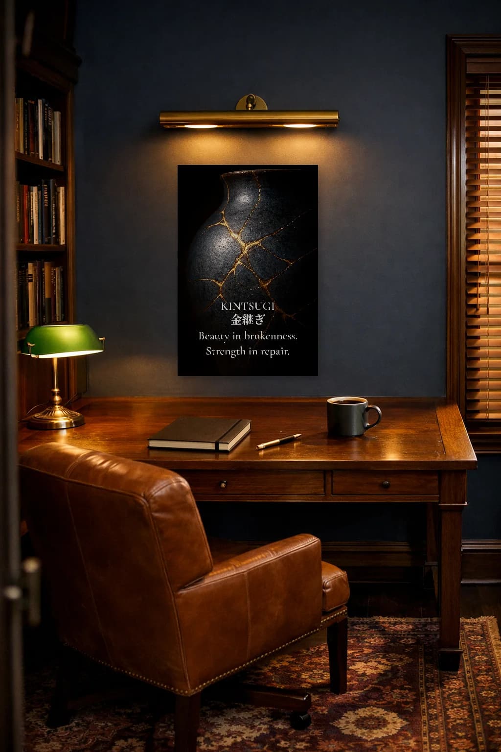 Kintsugi - Beauty In Brokenness - Philosophy Wall Art - Stoic Wall Art - Room Scene 5