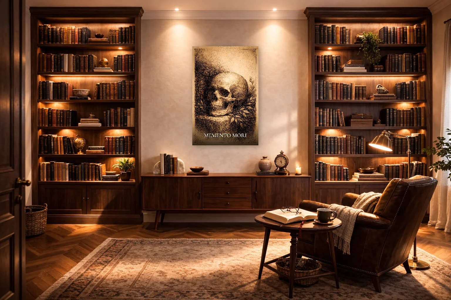 Memento Mori Skull - Stoic Philosophy Art - Stoic Wall Art - Room Scene 3