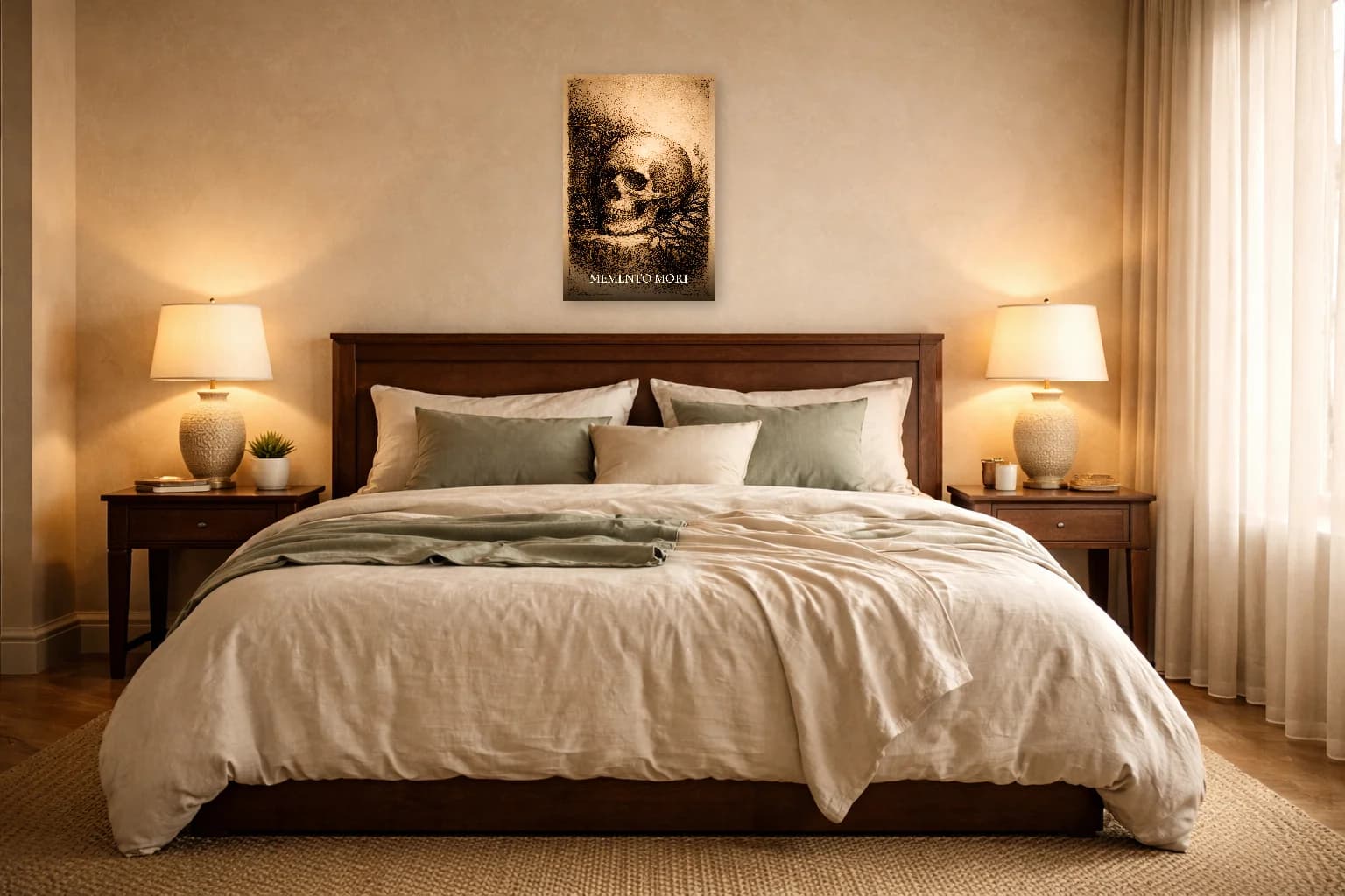Memento Mori Skull - Stoic Philosophy Art - Stoic Wall Art - Room Scene 6