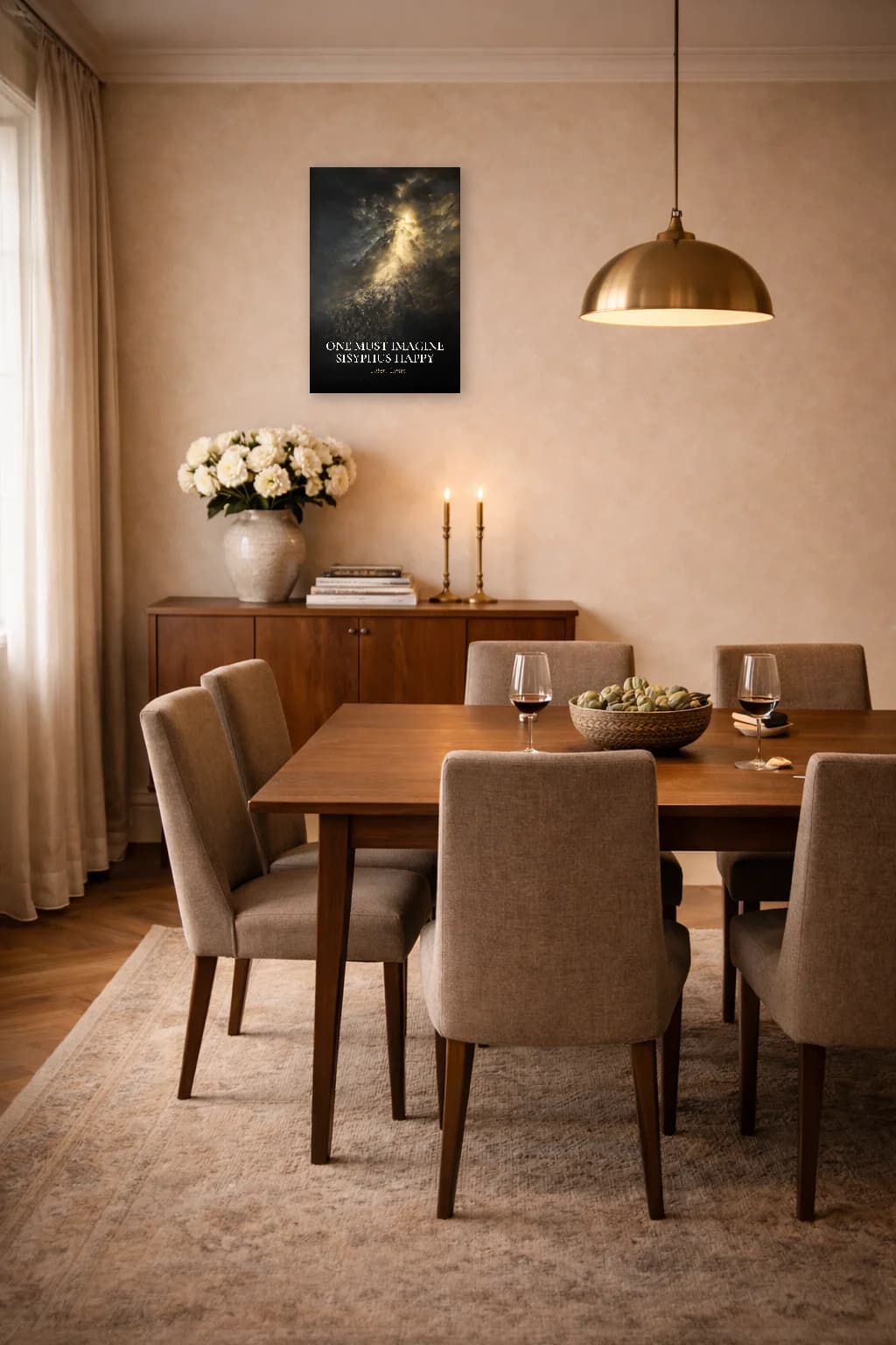 One Must Imagine Sisyphus Happy - Camus Philosophy Art - Stoic Wall Art - Room Scene 4