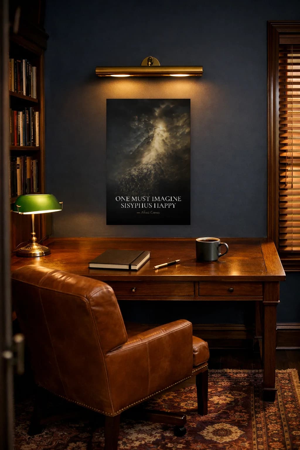 One Must Imagine Sisyphus Happy - Camus Philosophy Art - Stoic Wall Art - Room Scene 5