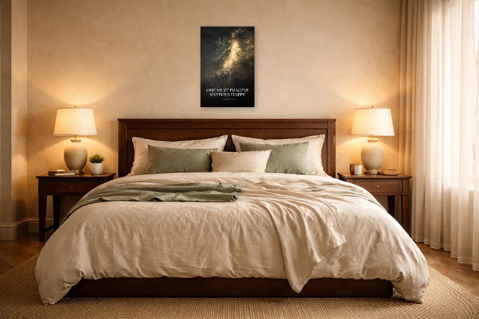One Must Imagine Sisyphus Happy - Camus Philosophy Art - Stoic Wall Art - Room Scene 6