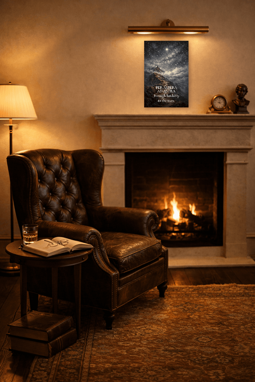Per Aspera Ad Astra - À travers les épreuves vers les étoiles - Art mural stoïcien - Room Scene 2
